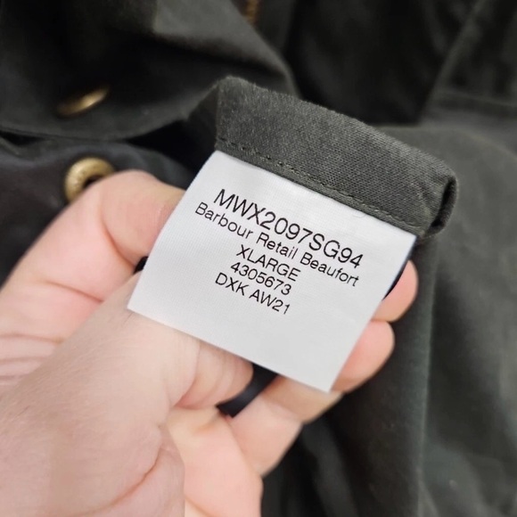 Barbour Men's Beaufort Jacket from the UK Size: XL - Color: Dark Green - Picture 10 of 14